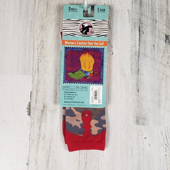NWT Justin Boots Fashion Cushioned Sole Over The Calf Socks Women's Size Small - Picture 4 of 8